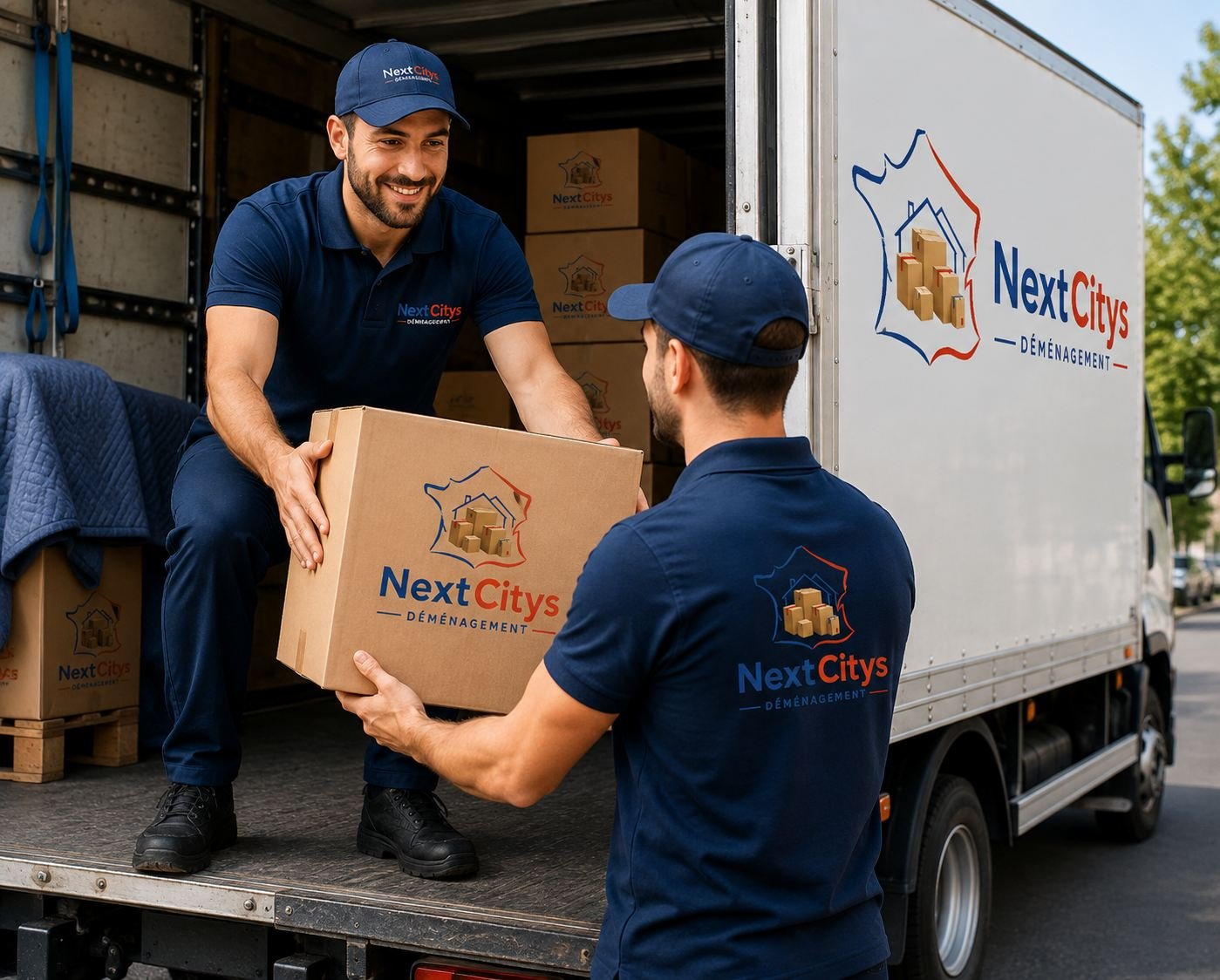 Déménageurs NextCitys chargeant le camion