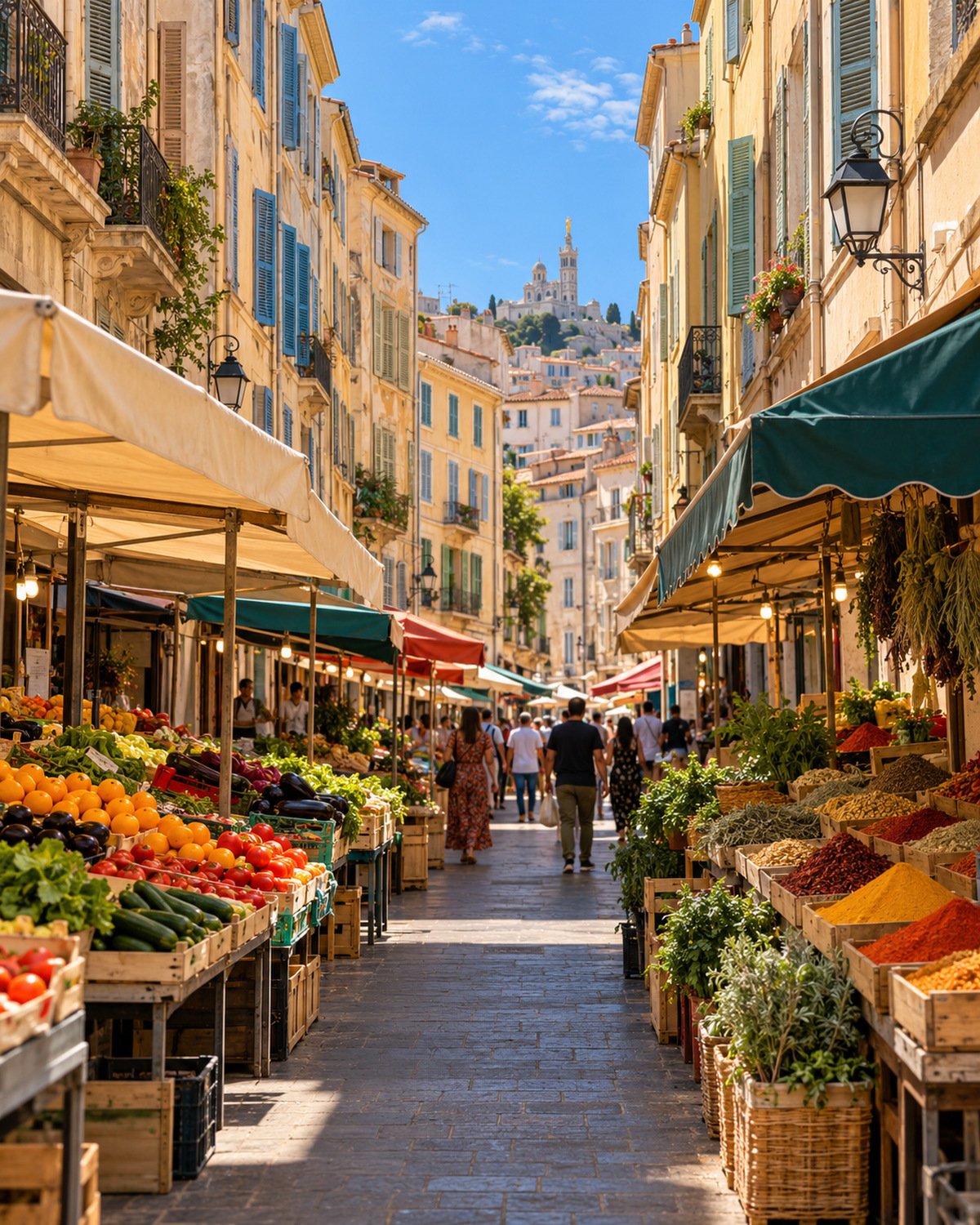 Étals du marché de Noailles à Marseille